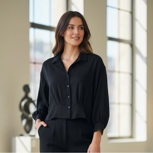 Zara Elegant Black Women's Top. Size large, but fits like a medium small.